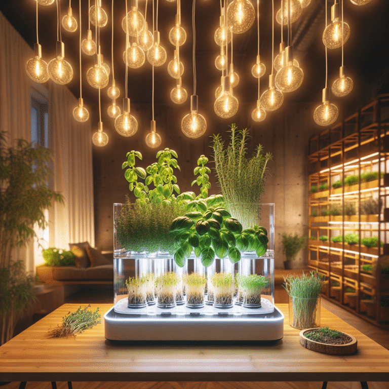 Indoor lighting for hydroponic herbs